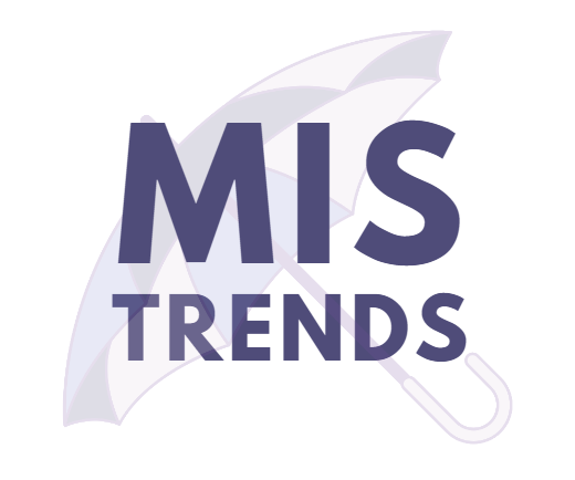 Main logo for the MIS Trends site, comprising dark purple text saying 'MIS Trends' overlaid onto a light purple umbrella, all on a white background